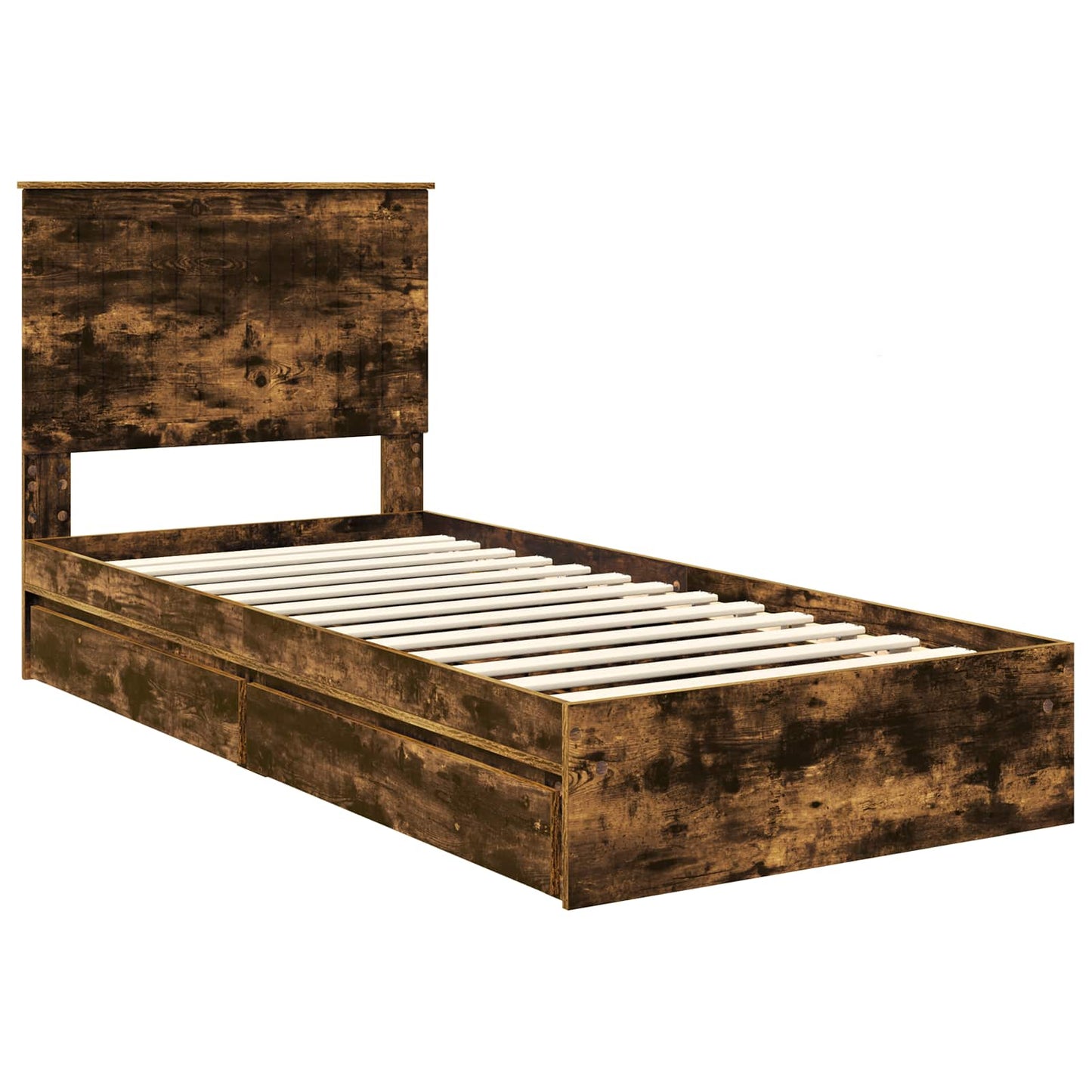 Storage Bed with Drawer Smoked Oak 90 x 190 cm Engineered Wood