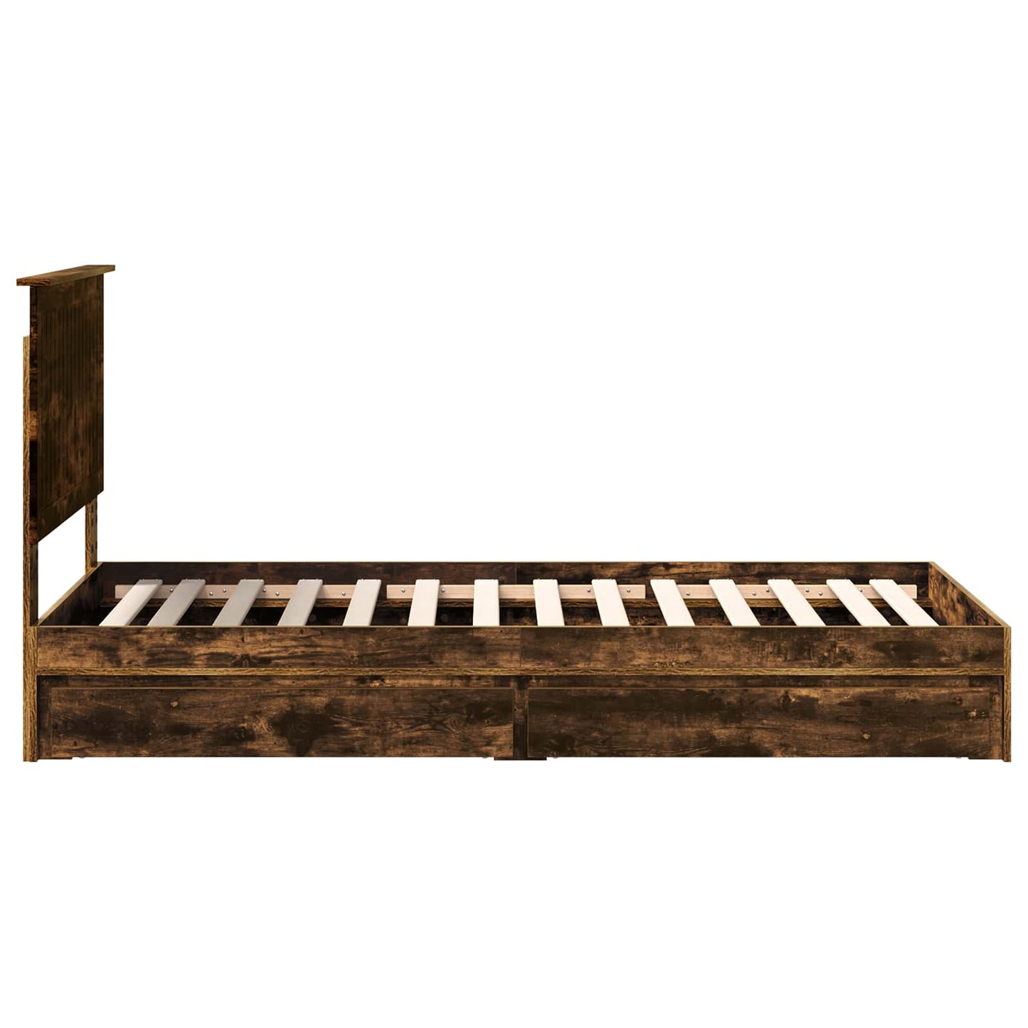 Storage Bed with Drawer Smoked Oak 90 x 190 cm Engineered Wood