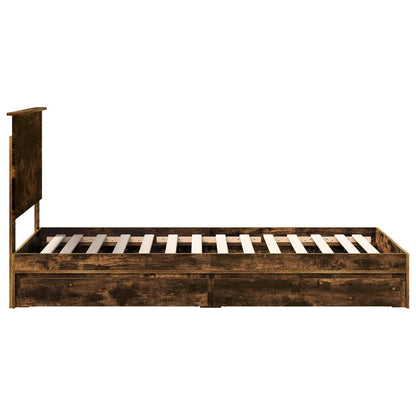 Storage Bed with Drawer Smoked Oak 90 x 190 cm Engineered Wood