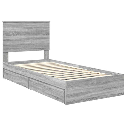 Storage Bed with Drawer Grey Sonoma 90 x 190 cm Engineered Wood