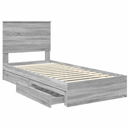 Storage Bed with Drawer Grey Sonoma 90 x 190 cm Engineered Wood