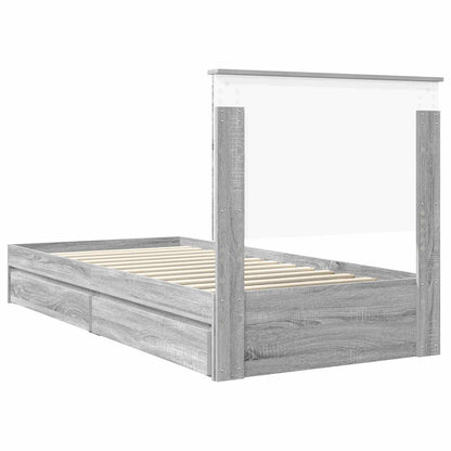 Storage Bed with Drawer Grey Sonoma 90 x 190 cm Engineered Wood