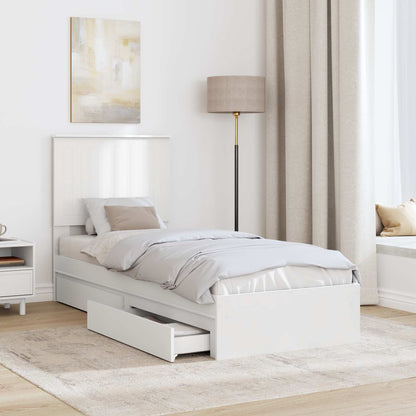 Storage Bed with Headboard White 75 x 190 cm Engineered Wood