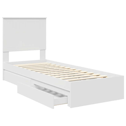 Storage Bed with Headboard White 75 x 190 cm Engineered Wood