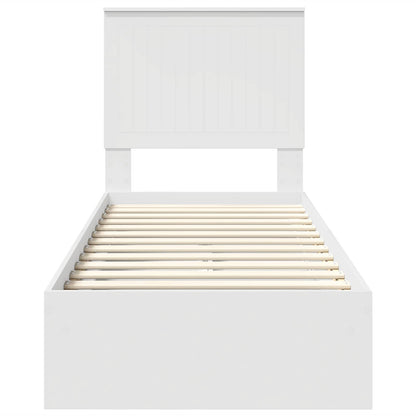 Storage Bed with Headboard White 75 x 190 cm Engineered Wood