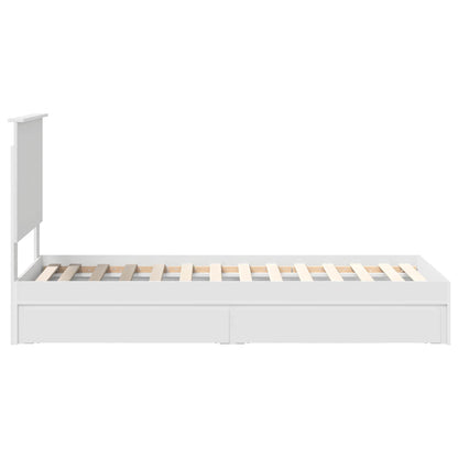 Storage Bed with Headboard White 75 x 190 cm Engineered Wood