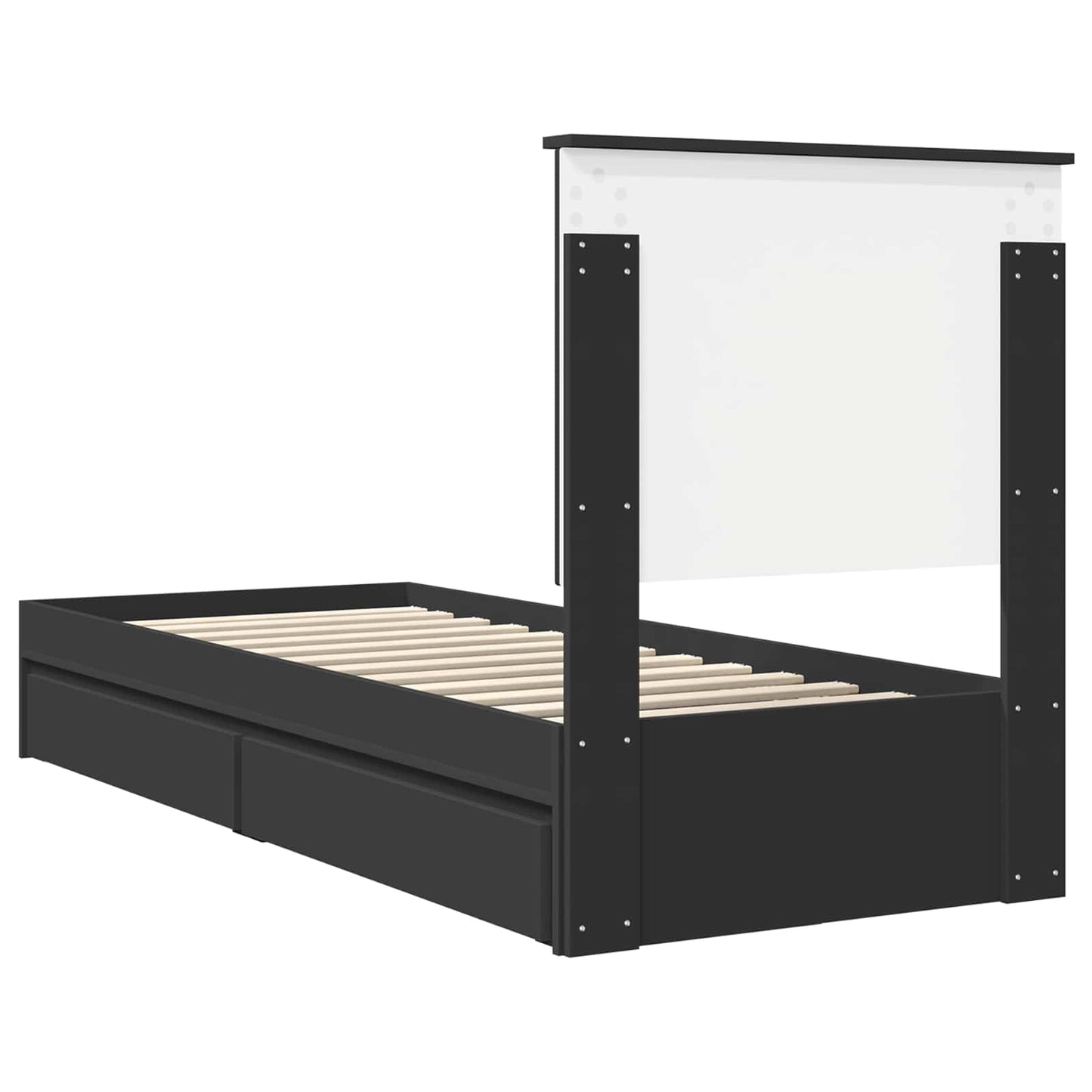 Storage Bed with Headboard Black 75 x 190 cm Engineered Wood