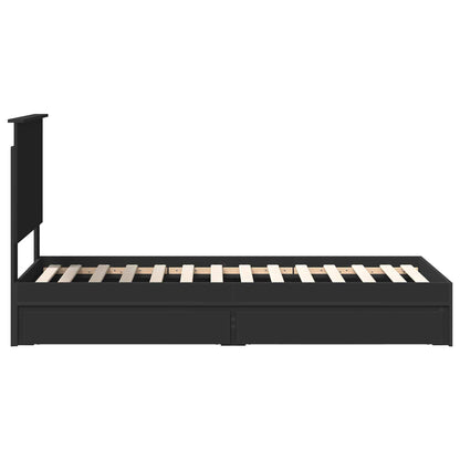 Storage Bed with Headboard Black 75 x 190 cm Engineered Wood