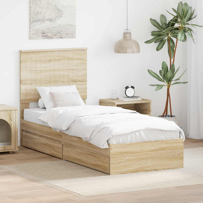 Storage Bed with Drawer Sonoma Oak 75 x 190 cm Engineered Wood