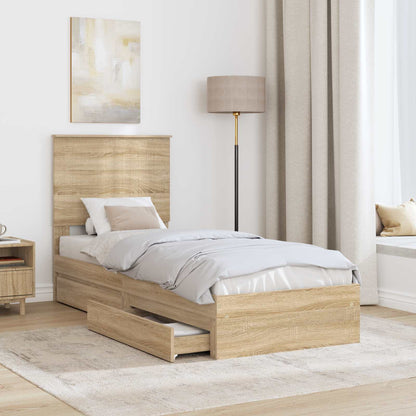 Storage Bed with Drawer Sonoma Oak 75 x 190 cm Engineered Wood