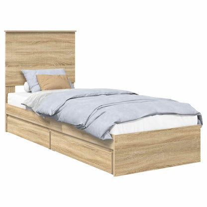 Storage Bed with Drawer Sonoma Oak 75 x 190 cm Engineered Wood