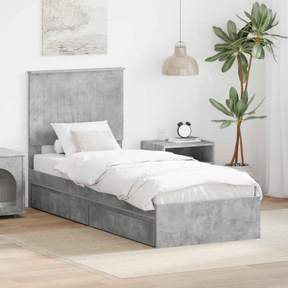 Storage Bed Concrete Grey 75 x 190 cm Engineered Wood