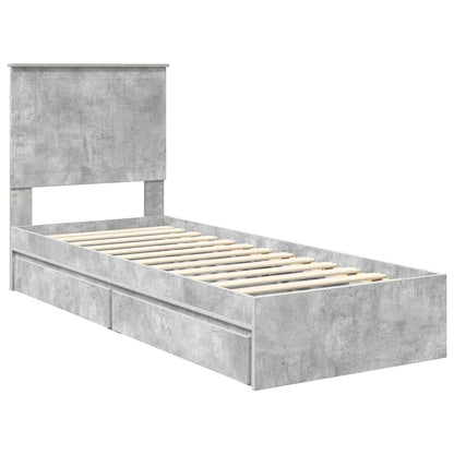 Storage Bed Concrete Grey 75 x 190 cm Engineered Wood