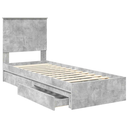 Storage Bed Concrete Grey 75 x 190 cm Engineered Wood