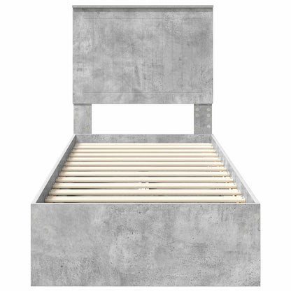 Storage Bed Concrete Grey 75 x 190 cm Engineered Wood