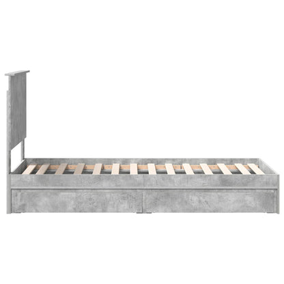Storage Bed Concrete Grey 75 x 190 cm Engineered Wood