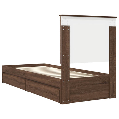 Storage Bed with Drawer Brown Oak 75 x 190 cm Engineered Wood