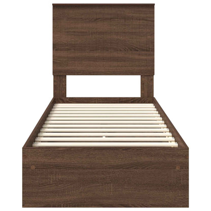 Storage Bed with Drawer Brown Oak 75 x 190 cm Engineered Wood