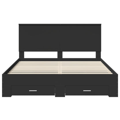 Bed Frame with Headboard Black 160 x 200 cm Engineered Wood