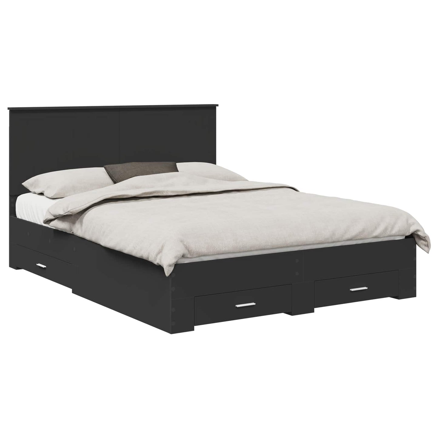 Bed Frame Black and Silver 150 x 200 cm Engineered Wood
