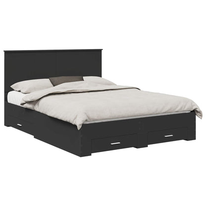Bed Frame Black and Silver 150 x 200 cm Engineered Wood