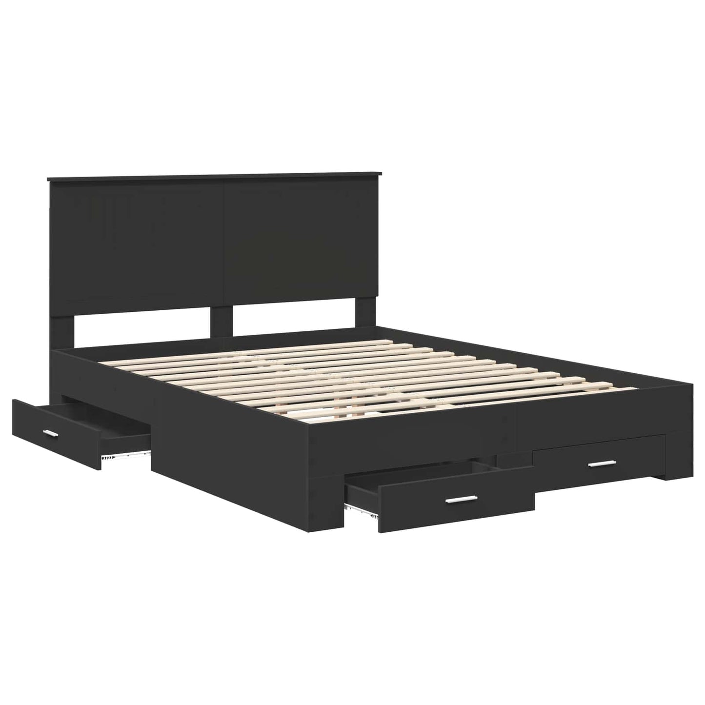 Bed Frame Black and Silver 150 x 200 cm Engineered Wood