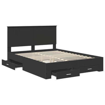 Bed Frame Black and Silver 150 x 200 cm Engineered Wood