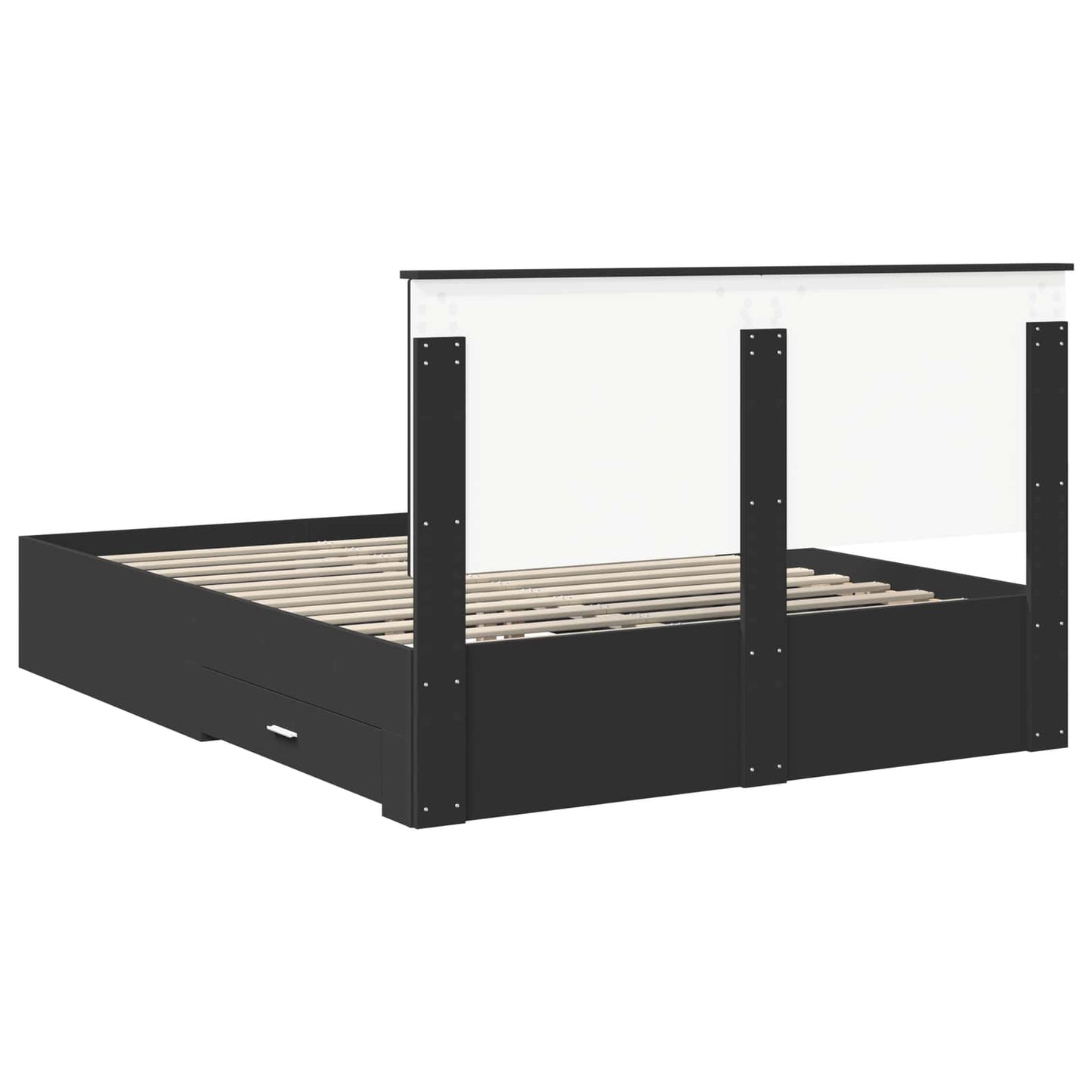 Bed Frame Black and Silver 150 x 200 cm Engineered Wood
