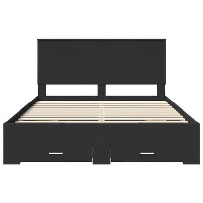 Bed Frame Black and Silver 150 x 200 cm Engineered Wood