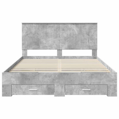 Bed Frame Concrete Grey 150 x 200 cm Engineered Wood