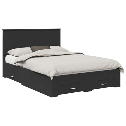 Bed Frame with Headboard Black 140 x 200 cm Engineered Wood