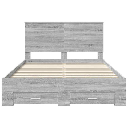 Bed Frame with Drawer Grey Sonoma 140 x 200 cm Engineered Wood