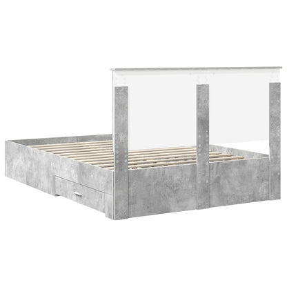 Bed Frame Concrete Grey 140 x 190 cm Engineered Wood