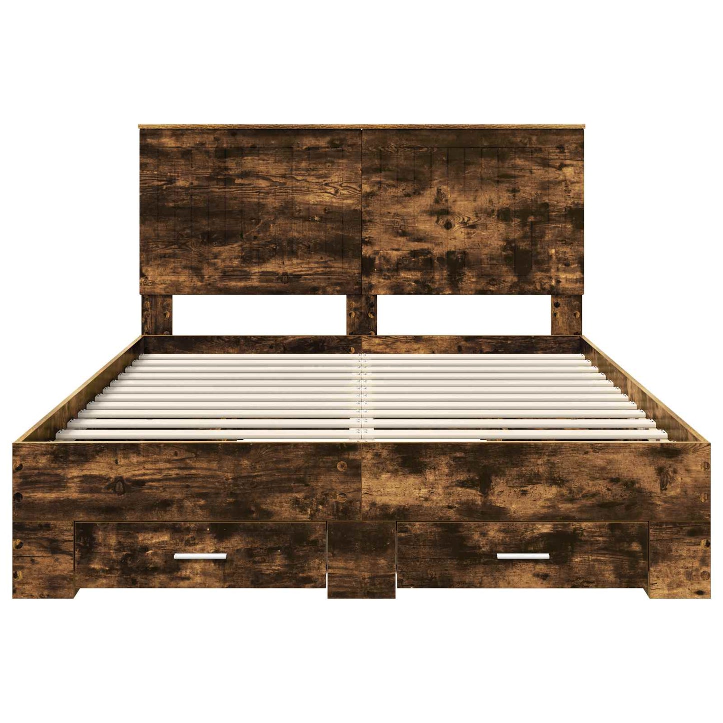 Bed Frame with Drawer Smoked Oak 140 x 190 cm Engineered Wood