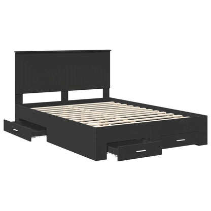 Bed Frame with Headboard Black 135 x 190 cm Engineered Wood