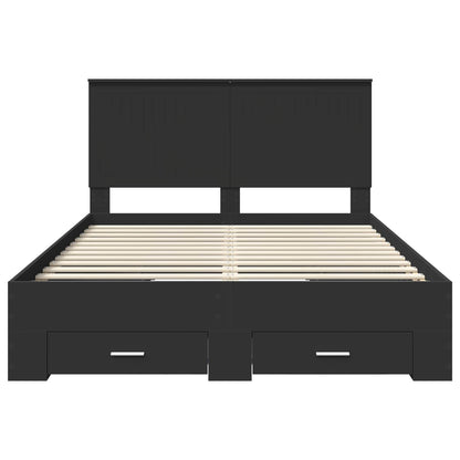 Bed Frame with Headboard Black 135 x 190 cm Engineered Wood