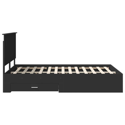 Bed Frame with Headboard Black 135 x 190 cm Engineered Wood