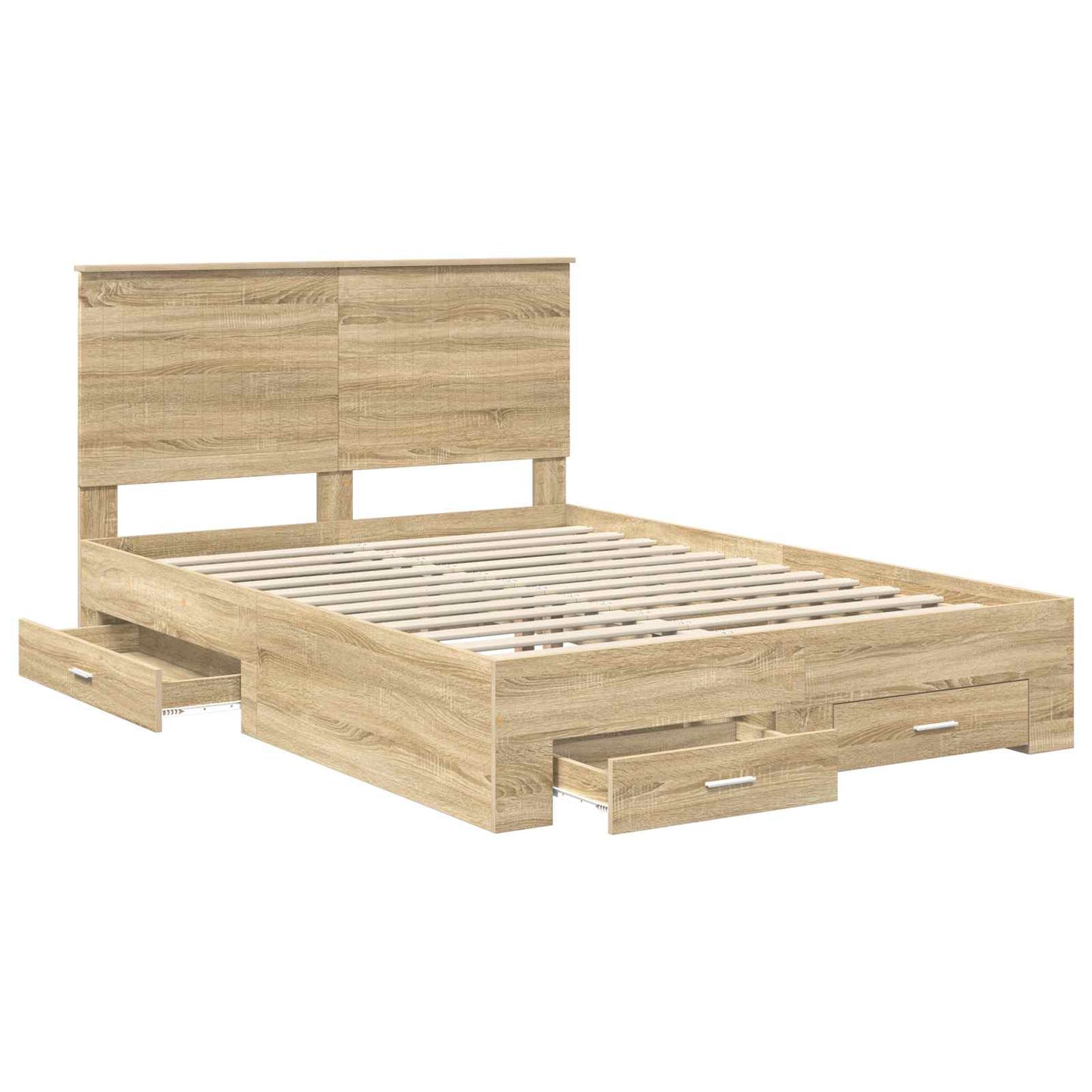 Bed Frame with Drawer Sonoma Oak 135 x 190 cm Engineered Wood