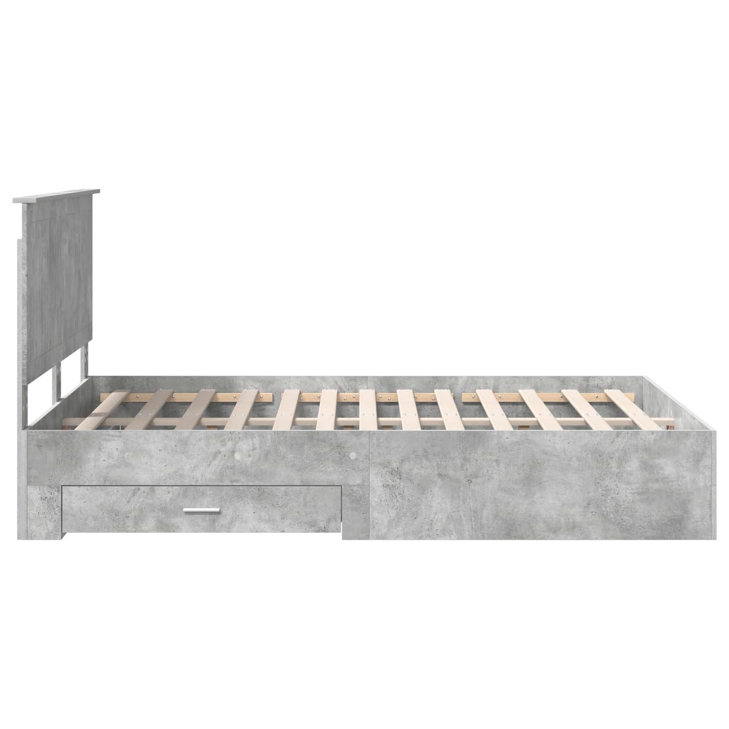 Bed Frame Concrete Grey 135 x 190 cm Engineered Wood
