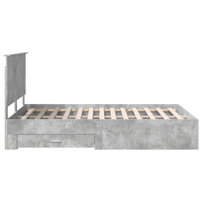 Bed Frame Concrete Grey 135 x 190 cm Engineered Wood