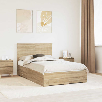 Bed Frame with Drawer Sonoma Oak 120 x 200 cm Engineered Wood