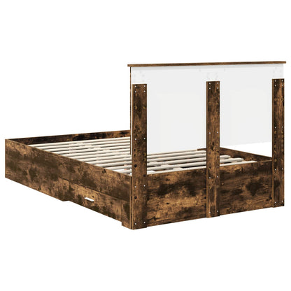 Bed Frame with Drawer Smoked Oak 120 x 200 cm Engineered Wood