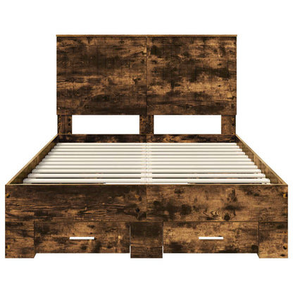 Bed Frame with Drawer Smoked Oak 120 x 200 cm Engineered Wood
