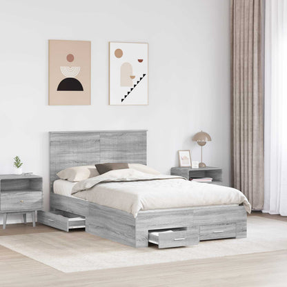 Bed Frame with Drawer Grey Sonoma 120 x 200 cm Engineered Wood