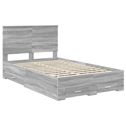 Bed Frame with Drawer Grey Sonoma 120 x 190 cm Engineered Wood