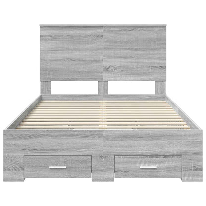 Bed Frame with Drawer Grey Sonoma 120 x 190 cm Engineered Wood