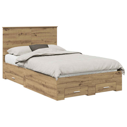 Bed Frame with Drawer Artisan Oak 120 x 190 cm Engineered Wood