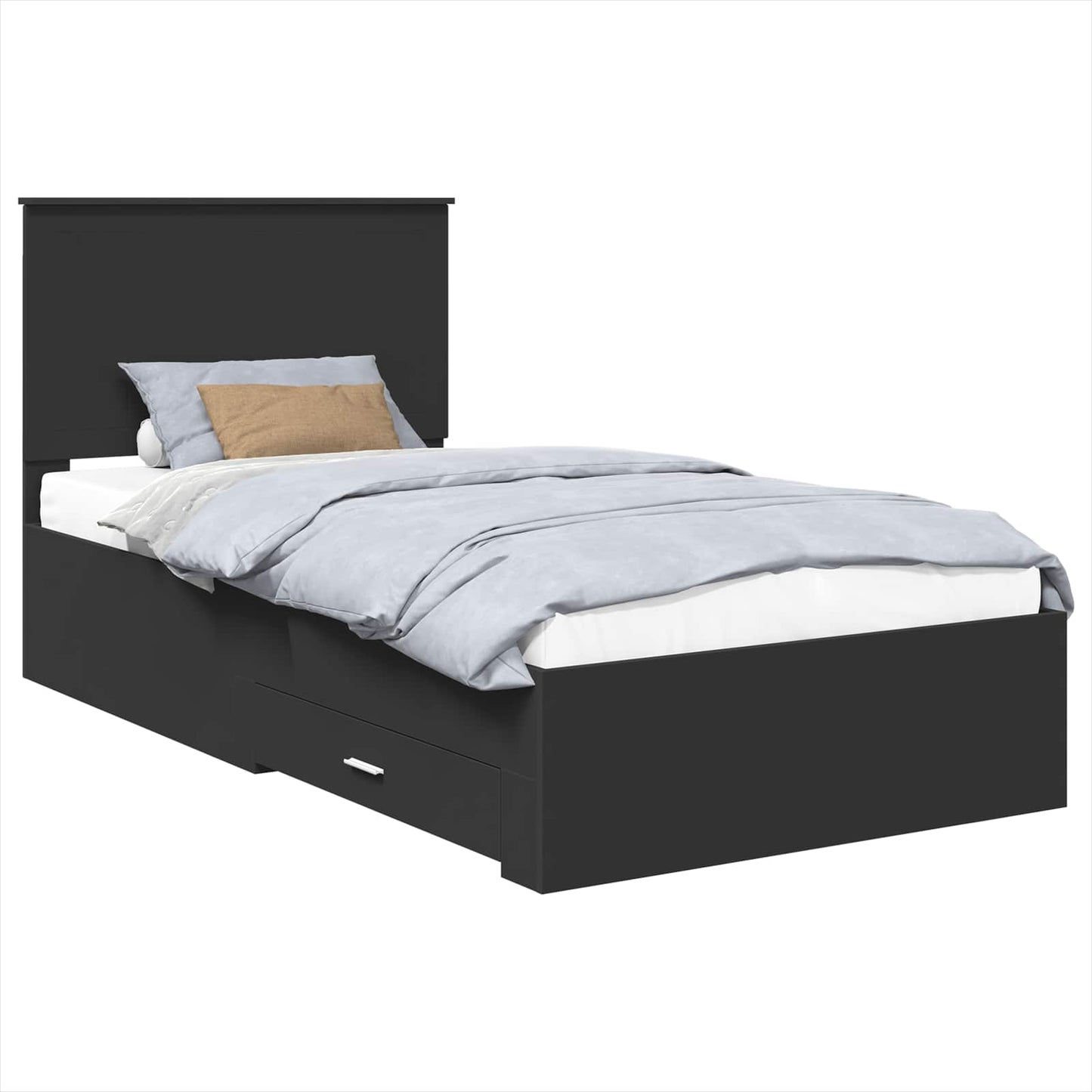 Bed Frame Black and Silver 90 x 200 cm Engineered Wood
