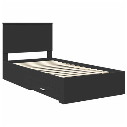 Bed Frame Black and Silver 90 x 200 cm Engineered Wood