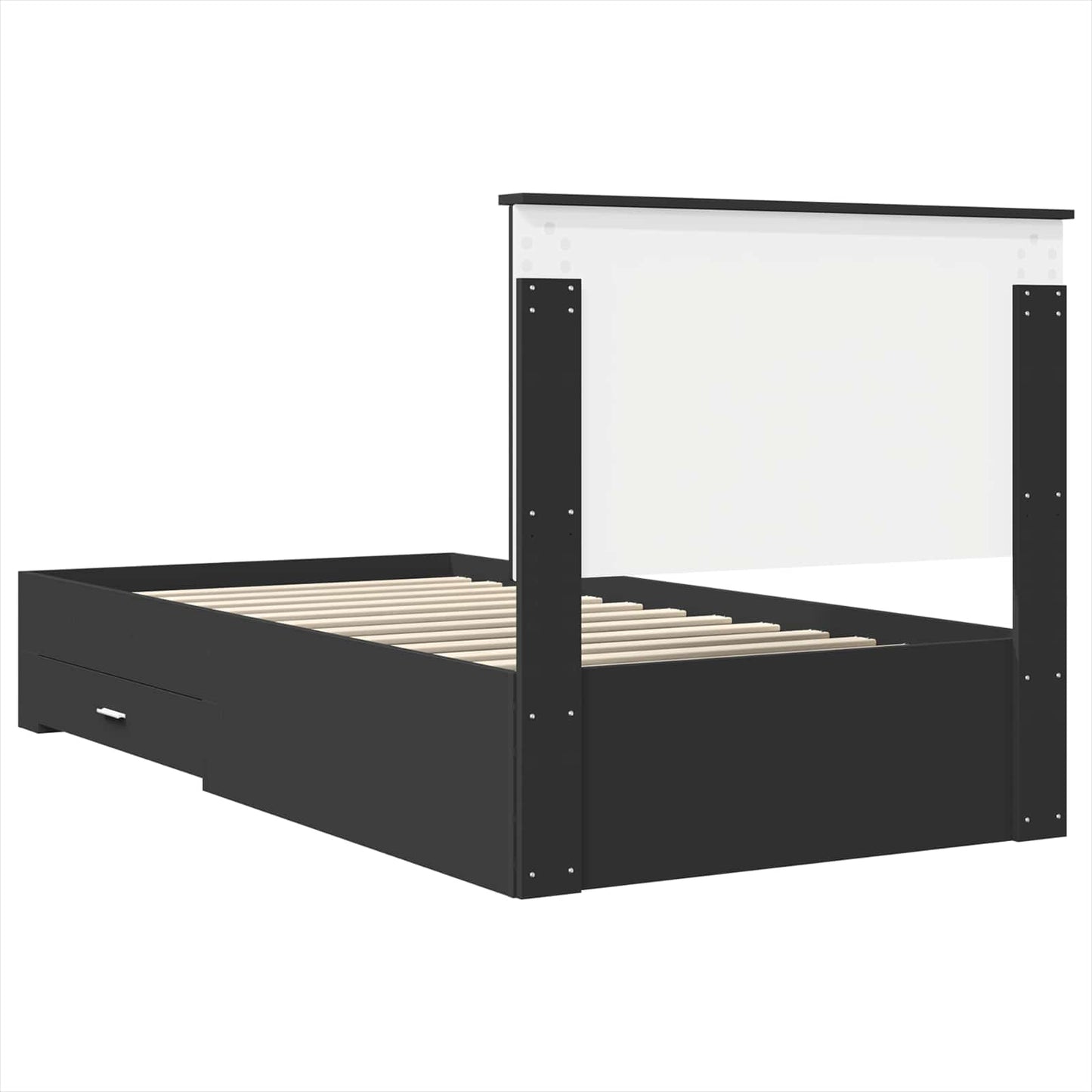 Bed Frame Black and Silver 90 x 200 cm Engineered Wood